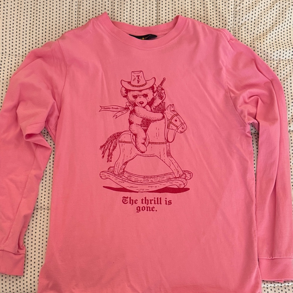 Teddy Fresh Pink Long Sleeve Tee with Bear Graphic